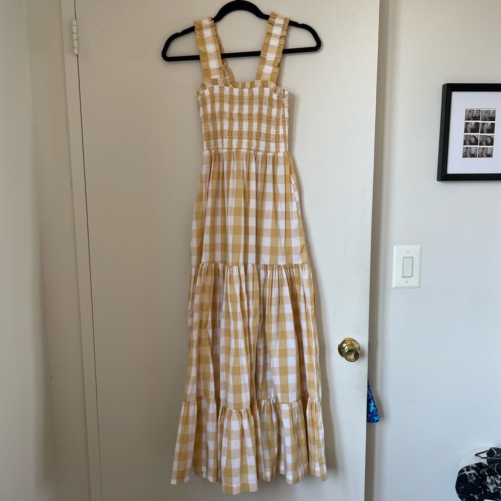 Abercrombie & Fitch Yellow Gingham Maxi Dress